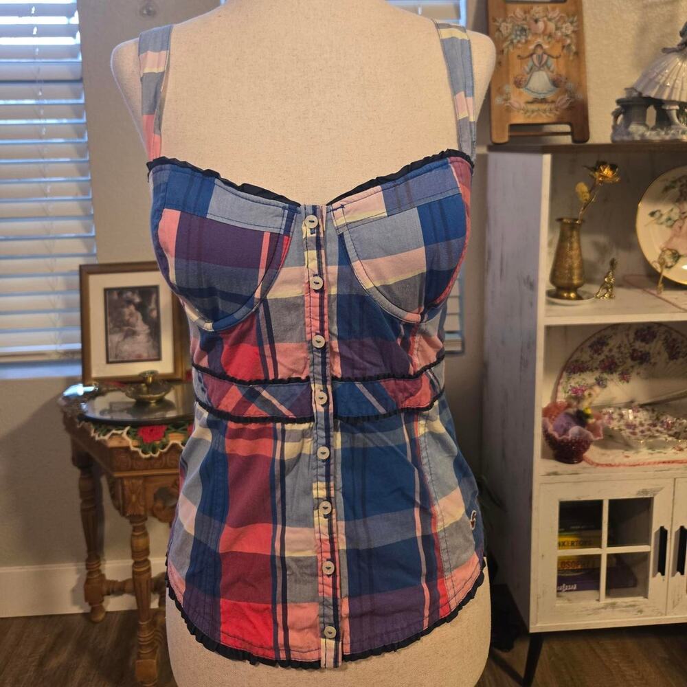 Authentic y2k hollister plaid corset